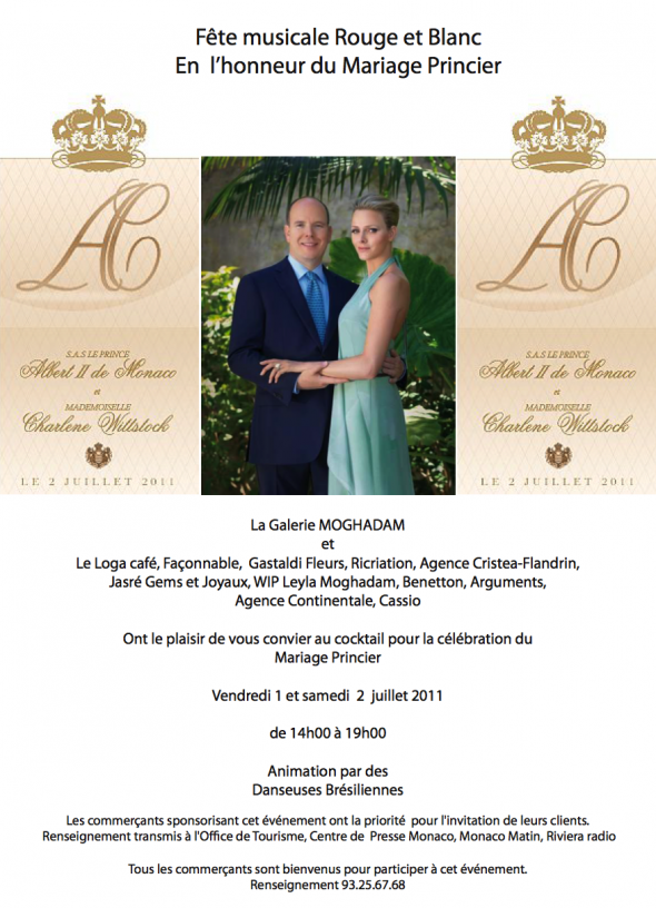 cocktail pour la célébration du mariage princier